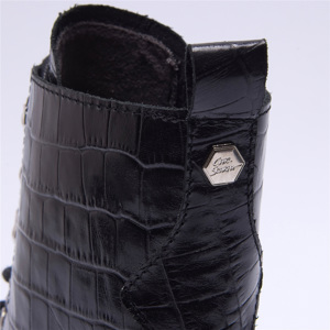 Carl Scarpa Blanca Black Croc Leather Ankle Boots